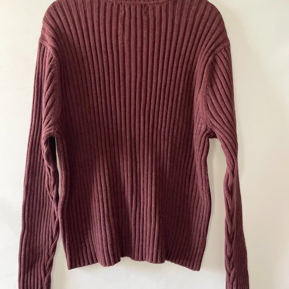 Vintage Roundtree & Yorke Mens Burgundy Ribbed Knit Classic V-Neck Sweater Sz L - Picture 2 of 8